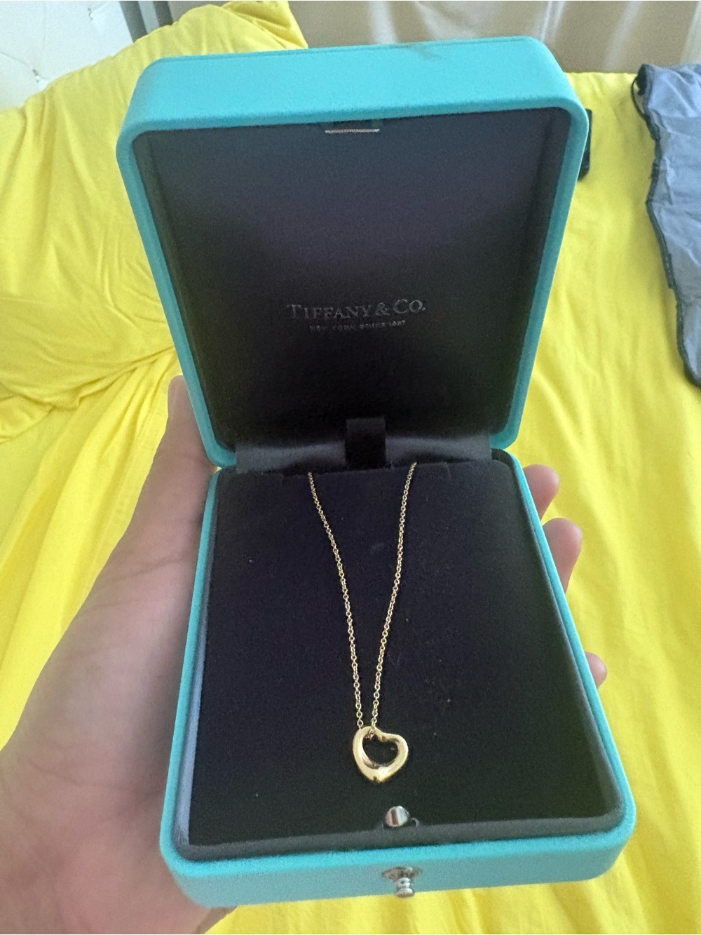 Tiffany & Co. Gold Open Heart Necklace